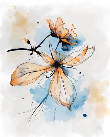 Blossoms  in watercolor & ink thumb