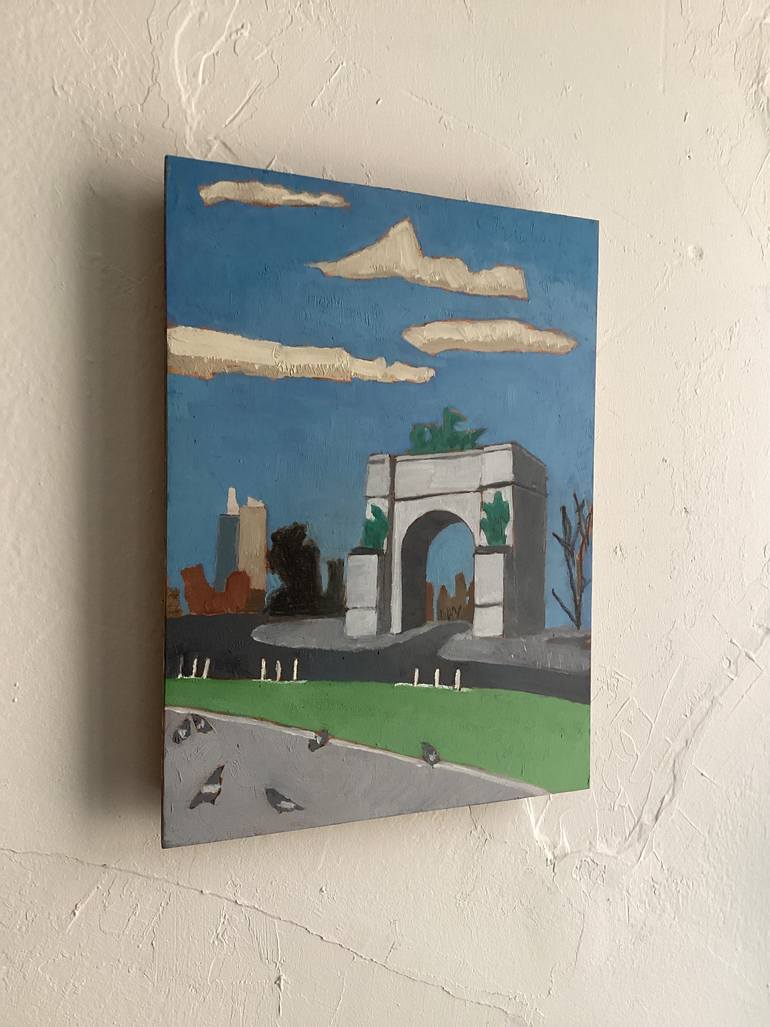 Original Art Deco Cities Painting by Benjamin Lindsay