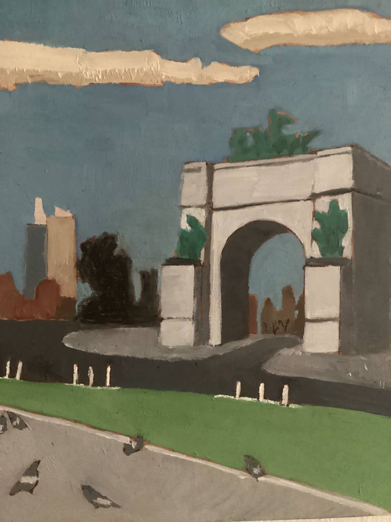 Original Art Deco Cities Painting by Benjamin Lindsay