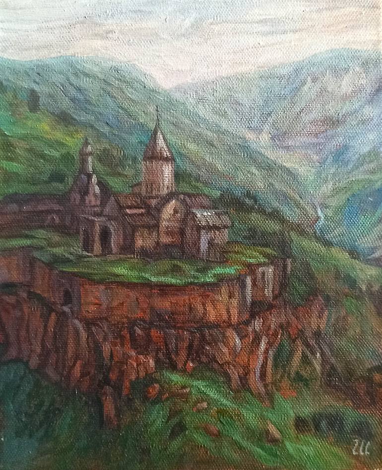 Original Architecture Painting by Shaliko Sagatelyan | Realism Art on Canvas | Tatev Monastery