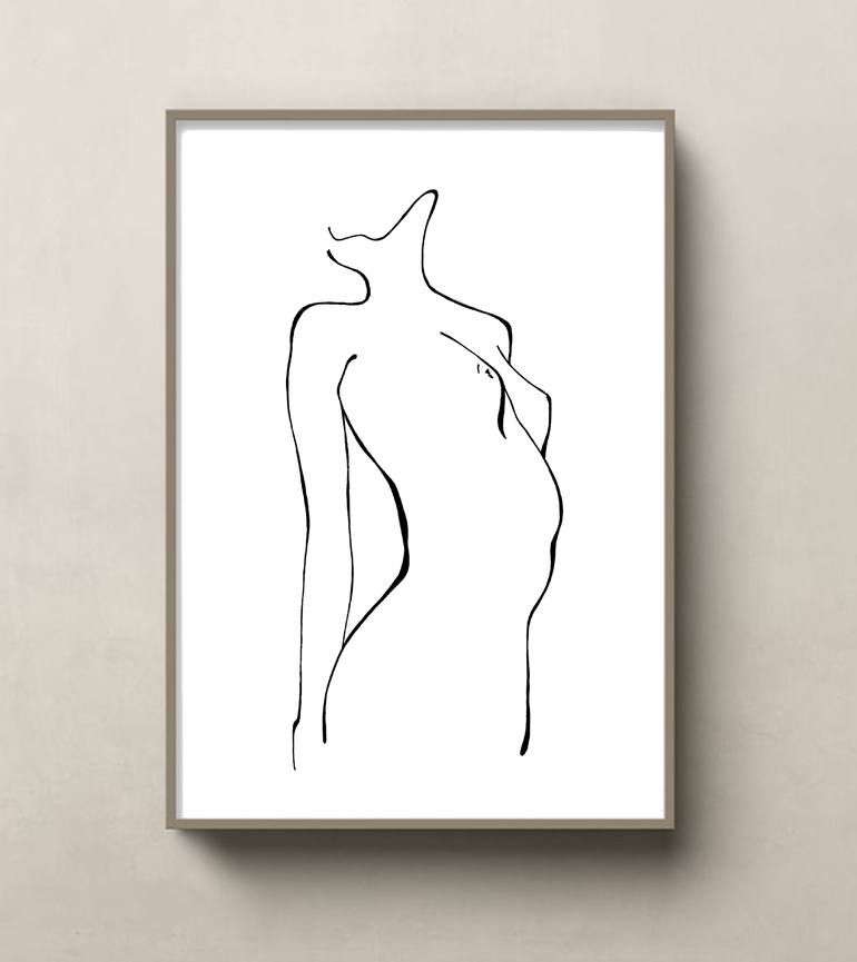 Original Figurative Nude Drawing by Julija Peciukeviciute