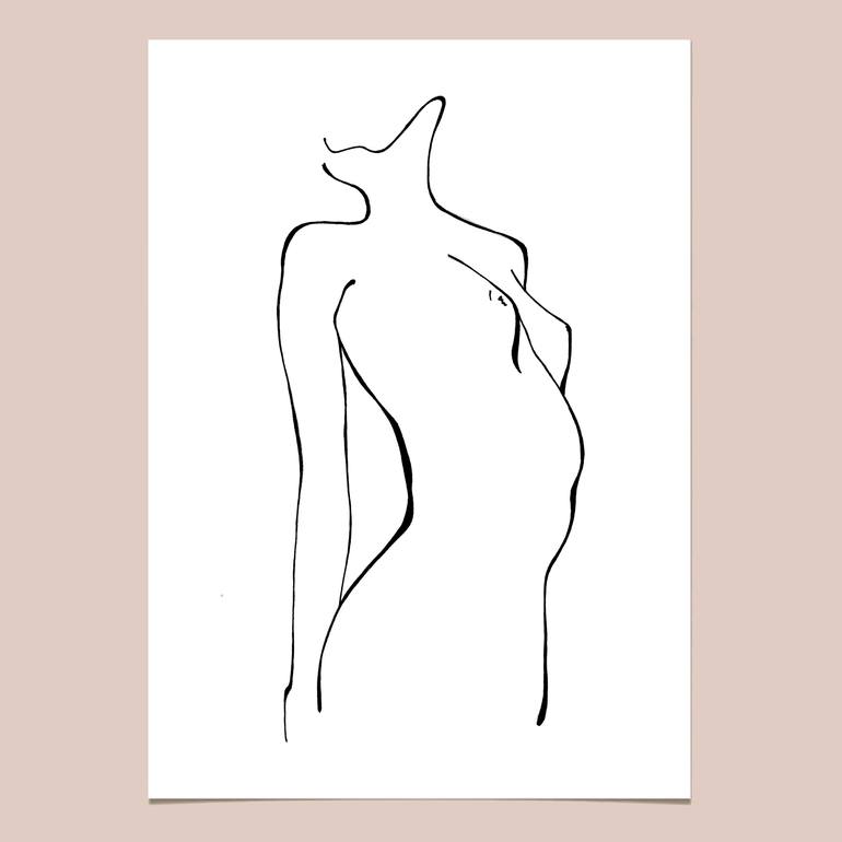 Original Figurative Nude Drawing by Julija Peciukeviciute