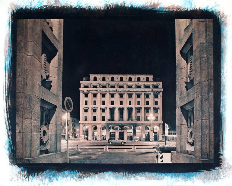 Original Architecture Photography by Massimo Sormonta | Conceptual Art on Paper | Walking in the Night - Limited Edition 1 of 1