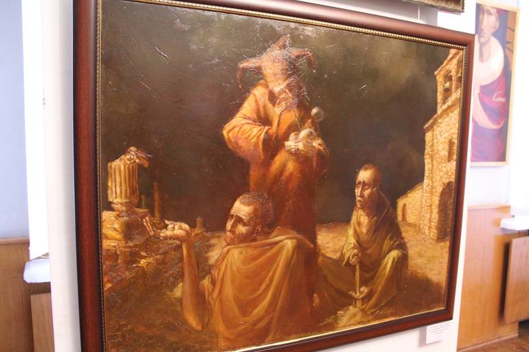Original Realism People Painting by Mykola Dzvonyk