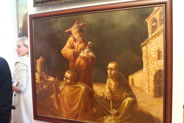 Original Realism People Painting by Mykola Dzvonyk