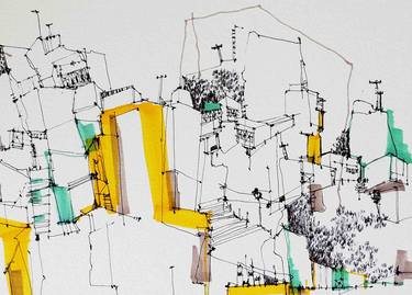 Original Illustration Architecture Painting by Kira Vinterfrau
