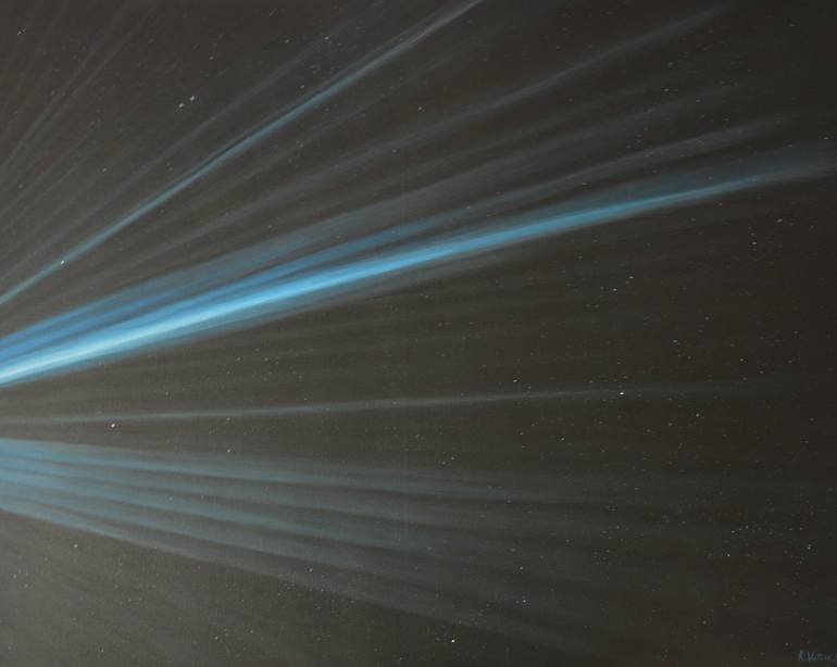 Original Light Painting by Kristina Vatova | Realism Art on Canvas | The light at night