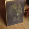 framed with wooden frame in gold color and glass