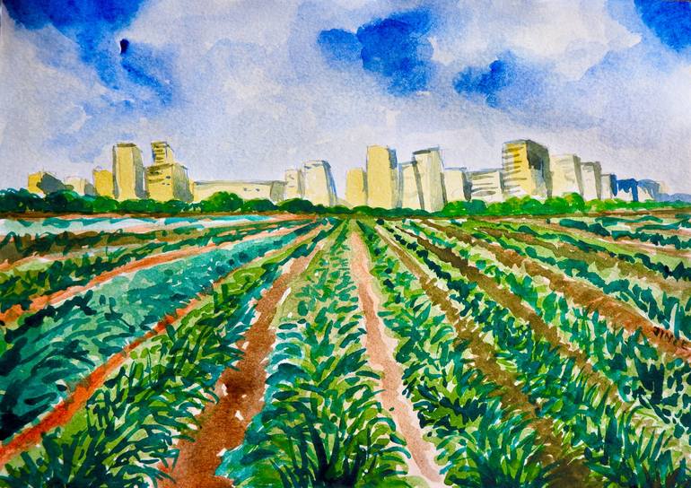 Urban farming Painting by Jince Baby | Saatchi Art