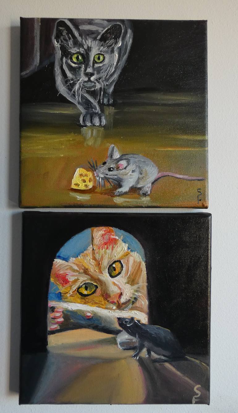 Original Contemporary Cats Painting by Sofia Gasviani