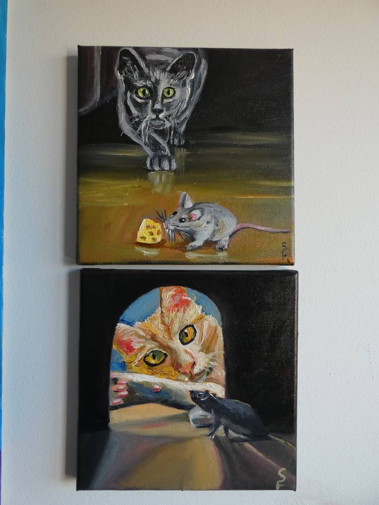 Original Contemporary Cats Painting by Sofia Gasviani