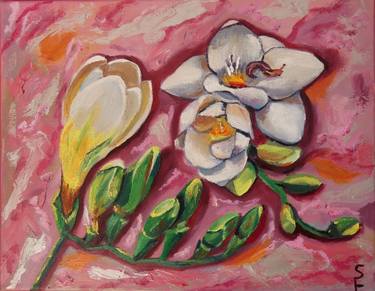 Original Art Deco Floral Painting by Sofia Gasviani