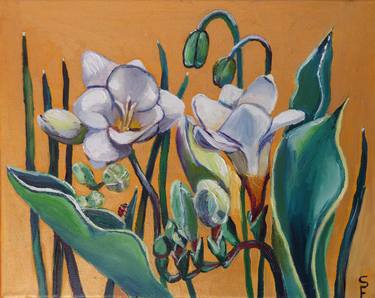 Original Art Deco Floral Paintings by Sofia Gasviani