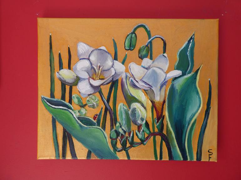 Original Art Deco Floral Painting by Sofia Gasviani
