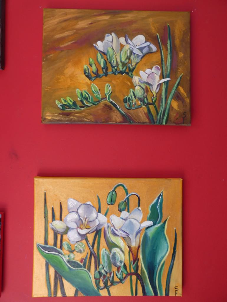 Original Art Deco Floral Painting by Sofia Gasviani