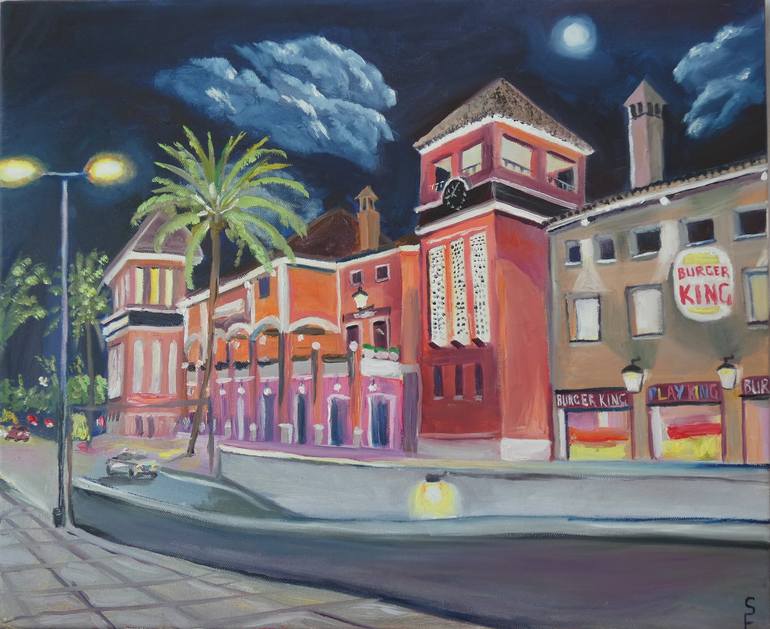 Original Architecture Painting by Sofia Gasviani | Classicism Art on Canvas | Malaga Plaza