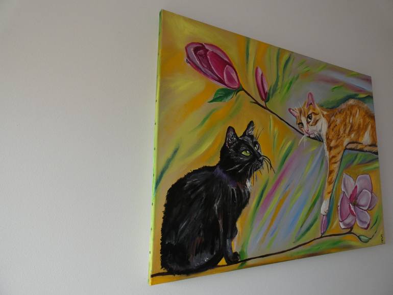 Original Conceptual Cats Painting by Sofia Gasviani