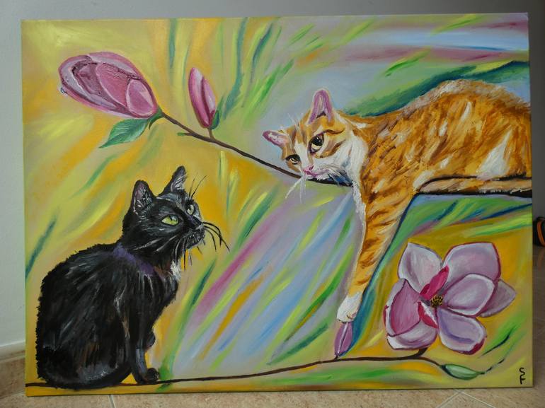 Original Conceptual Cats Painting by Sofia Gasviani