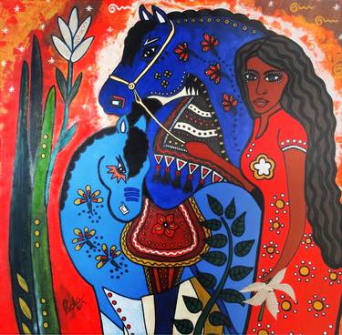 Print of Horse Paintings by Paola Moscatelli