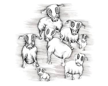 Print of Illustration Cows Drawings by Glenn Wyatt