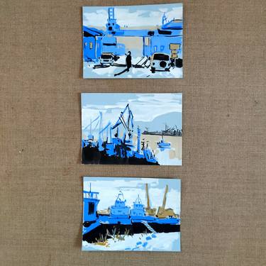 Decorative panel, Cargo Port Mini Gallery Wall Decor Ship Set of 3, Industrial Office Wall  Décor thumb