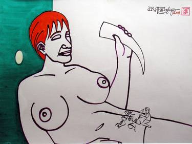 Original Figurative Erotic Drawings by Jan René Fuchsluger