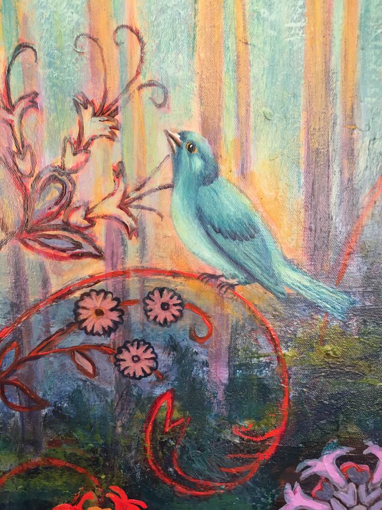 Original Expressionism Garden Painting by Rachel Hunt Paxton