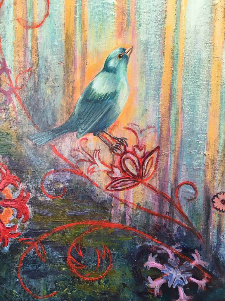 Original Expressionism Garden Painting by Rachel Hunt Paxton