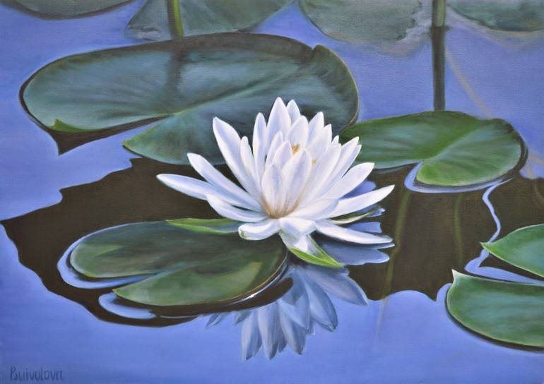 water lily white Painting by Iryna Buivolova | Saatchi Art