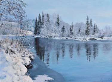 Landscape "Winter lake painting" thumb
