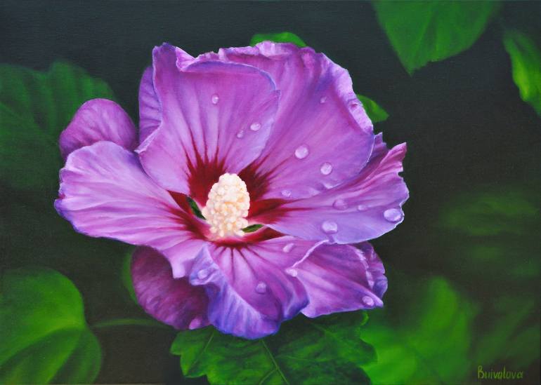 Lilac Hibiscus Flower Painting By Irina Buivolova Saatchi Art