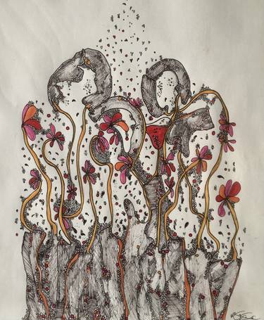 Original Abstract Expressionism Women Drawings by Neyla Nachi Bouattour
