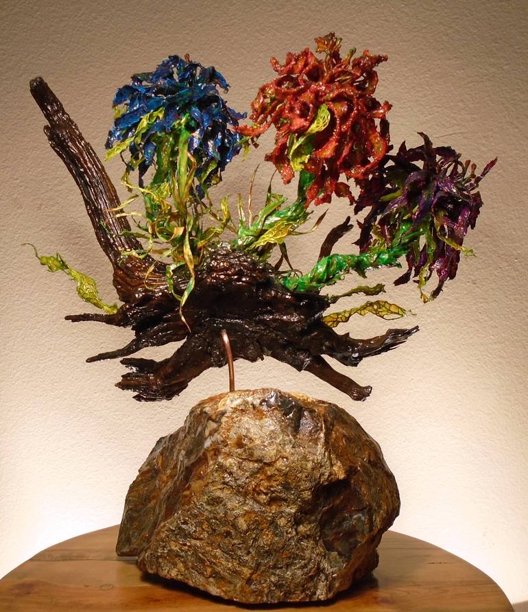 Original Abstract Expressionism Floral Sculpture by Nath Raye