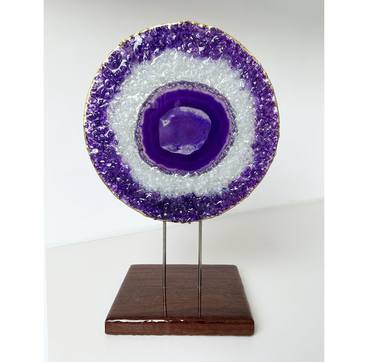 3D Geode Natural Slice Amethyst framed in a glass circle thumb