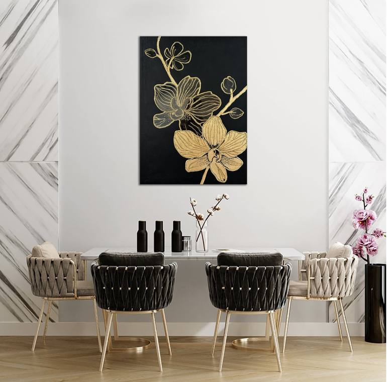 Original Art Deco Floral Painting by Alexandra Dobreikin