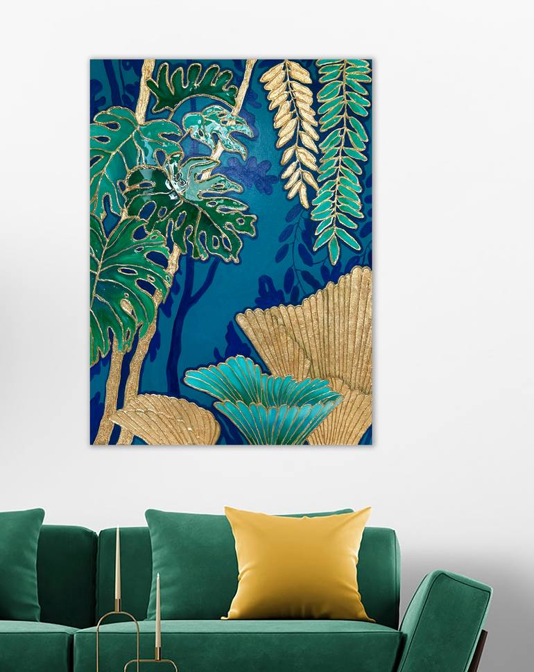 Original Art Deco Nature Painting by Alexandra Dobreikin