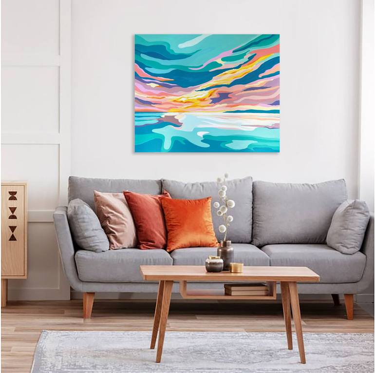 Original Abstract Expressionism Seascape Painting by Alexandra Dobreikin