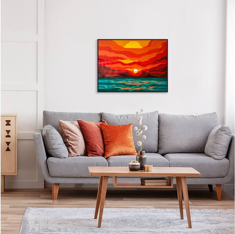 Original Abstract Expressionism Seascape Painting by Alexandra Dobreikin