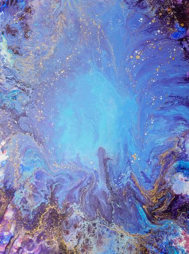 "Euphoria"original acrylic painting, abstract art, explosion of emotions,office home decor,purple, blue, gold, turquoise thumb