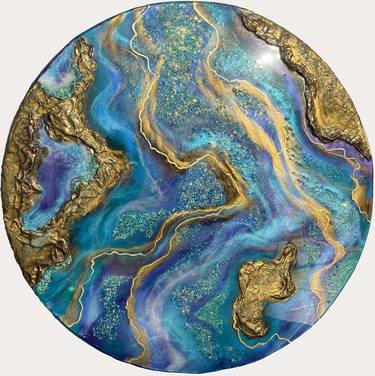 "Opal" epoxy art on wood, resin painting, geode wall art, luxury design,color-changing painting, office decor, home interior thumb