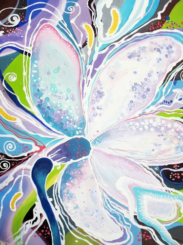 "Heart of life" floral abstract painting, impressionist flowers, contemporary art, office art, home decor, gift idea. thumb