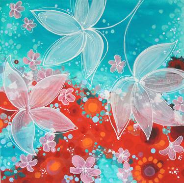 "SPRING NIGHT" FLORAL ABSTRACT PAINTING thumb