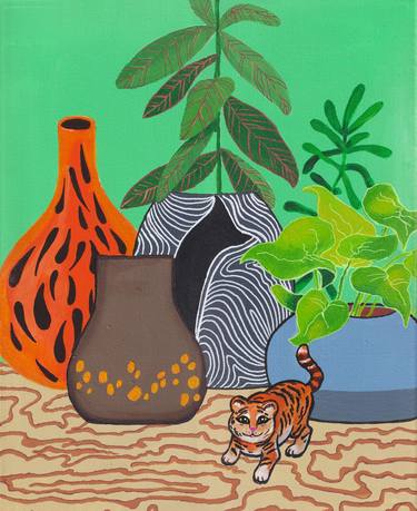 "My pet tiger" Maximalist Modern Matisse-Inspired, Gift Idea thumb
