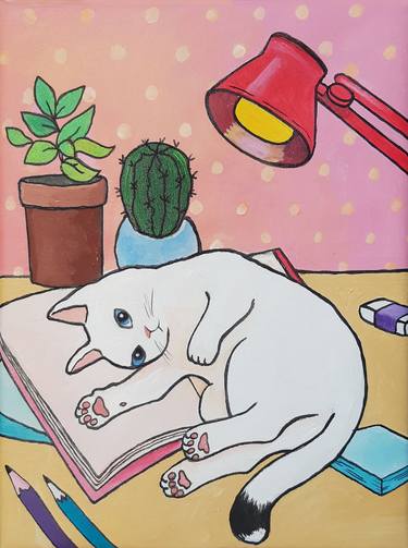 Print of Impressionism Cats Paintings by Alexandra Dobreikin