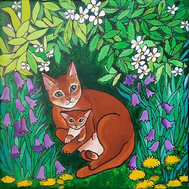 Print of Fine Art Cats Paintings by Alexandra Dobreikin