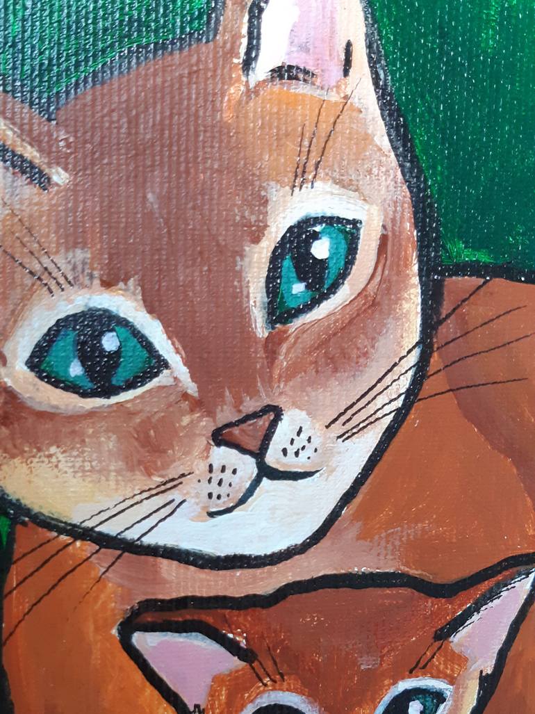 Original Impressionism Cats Painting by Alexandra Dobreikin