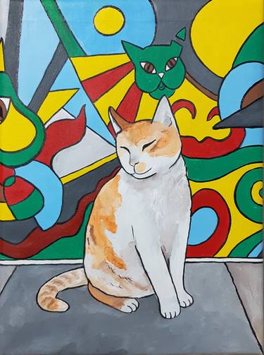 "Cat Graffiti In The City" Maximalist Modern Matisse-Inspired thumb