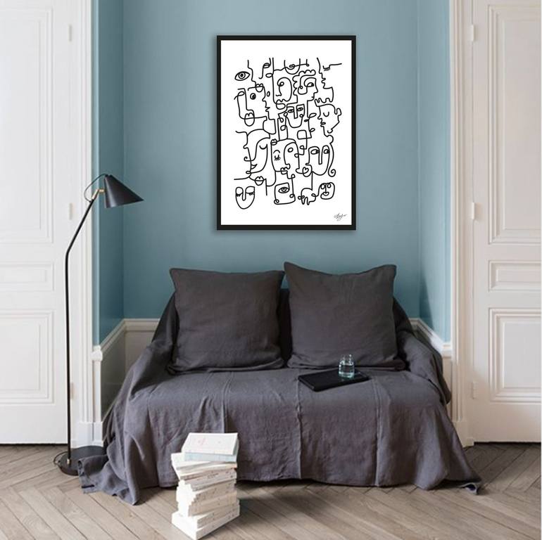 Original Abstract People Drawing by Alexandra Dobreikin