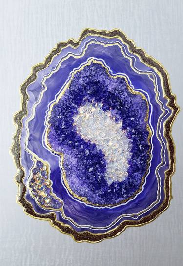 Amethyst geode wall art. Geode wall art, Gold, Purple ,Violet thumb