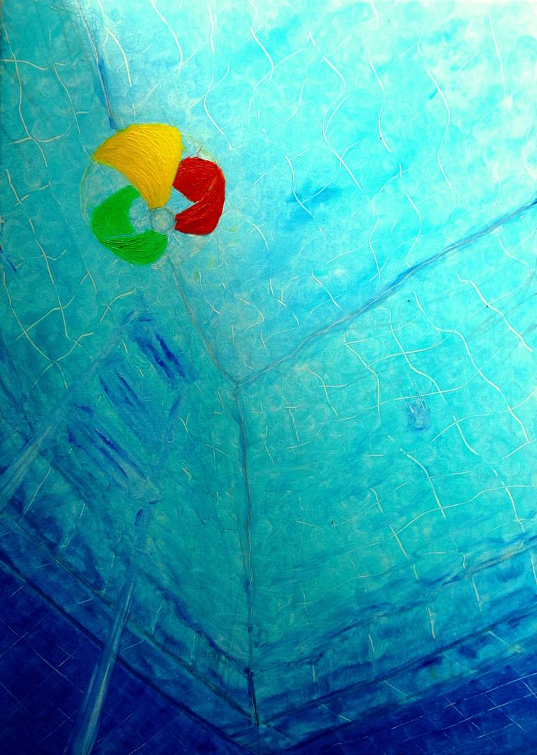 pool and beach ball Painting by Oktay Alkan | Saatchi Art
